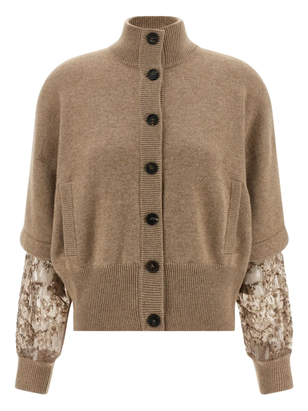 Brunello Cucinelli sequin-embellished cashmere cardigan | Neutrals | Image 1