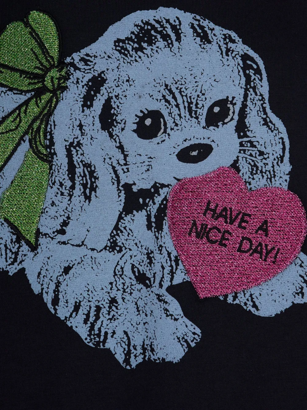 Ganni Organic Cotton T-shirt Featuring Dog Graphic In Black