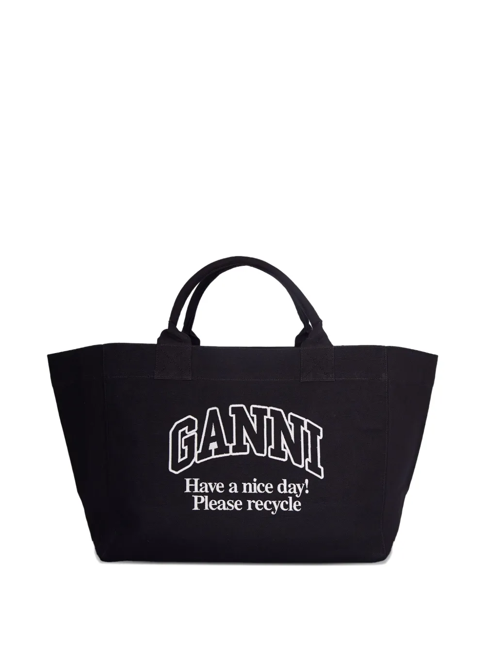 Ganni Women Xxl Canvas Tote Bag In Black