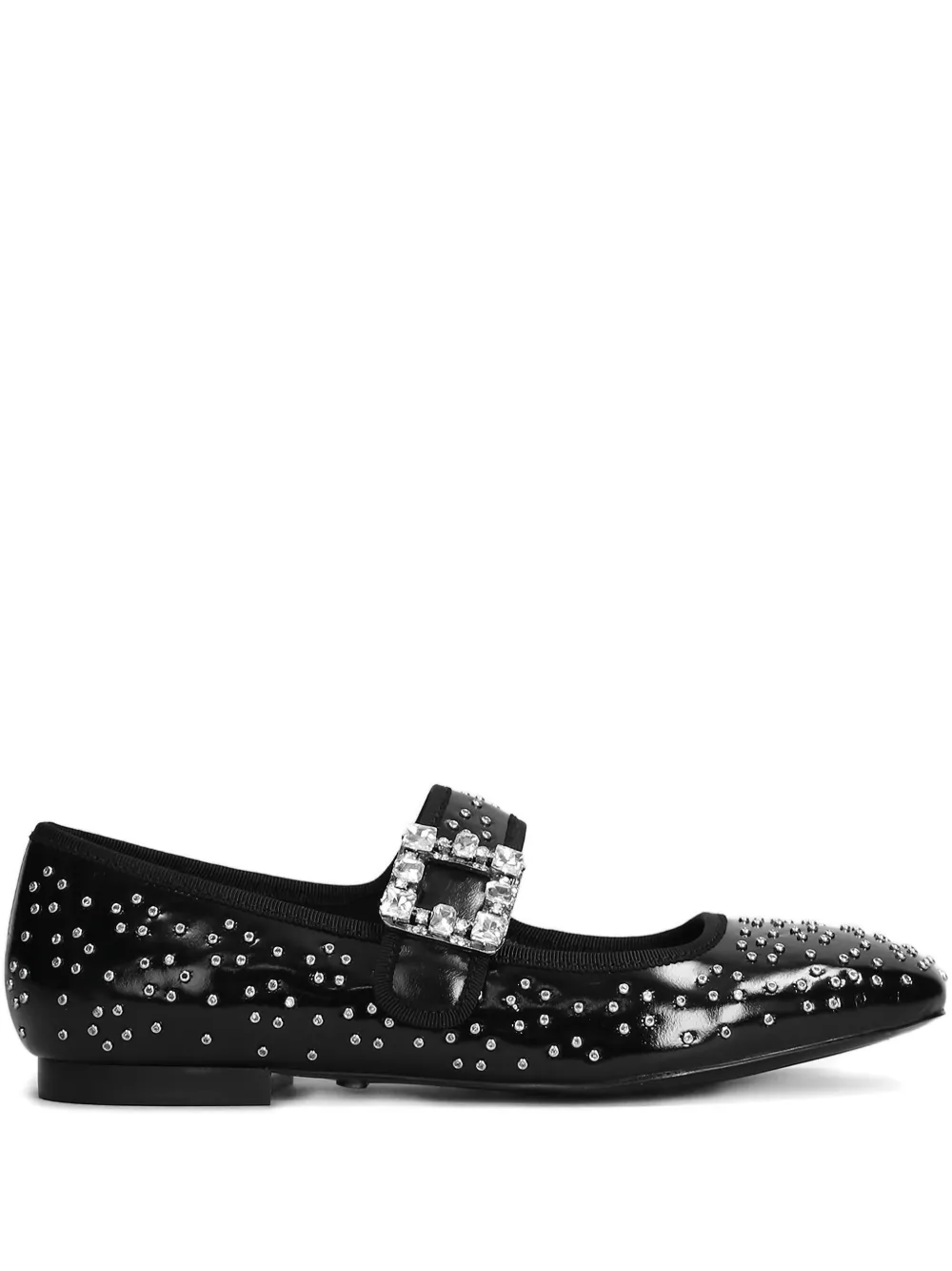 Gold & Rouge Bibalo Embellished Buckle-strap Ballet Flats In Black