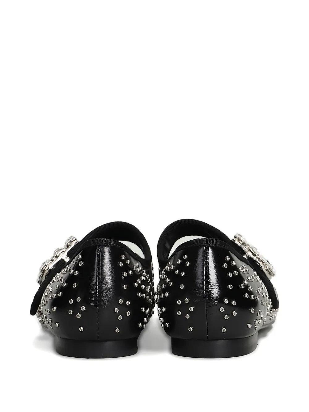 Gold & Rouge Bibalo Embellished Buckle-strap Ballet Flats In Black