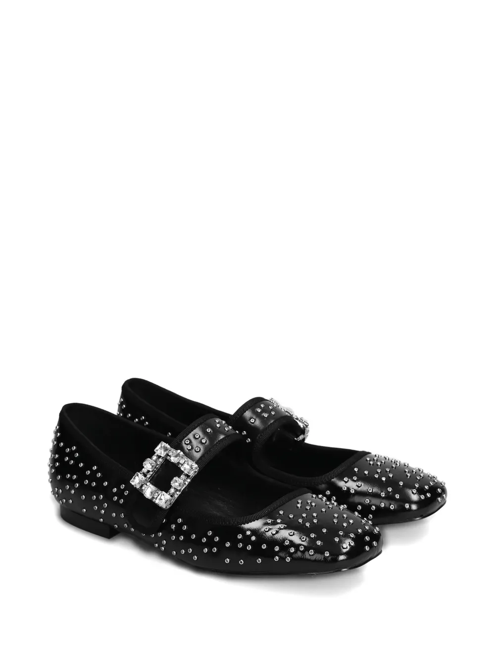 Gold & Rouge Bibalo Embellished Buckle-strap Ballet Flats In Black