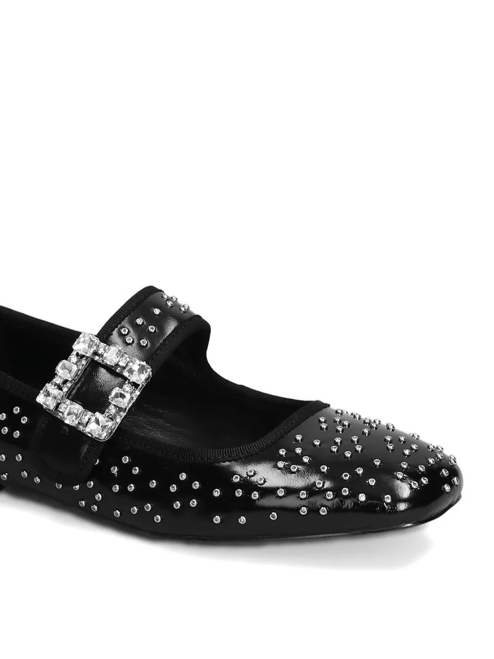 Gold & Rouge Bibalo Embellished Buckle-strap Ballet Flats In Black