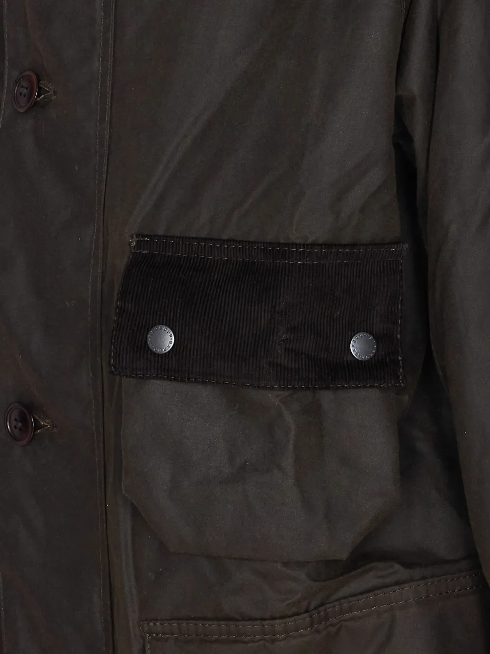 Barbour Long Hooded Jacket Flap Pockets In Brown