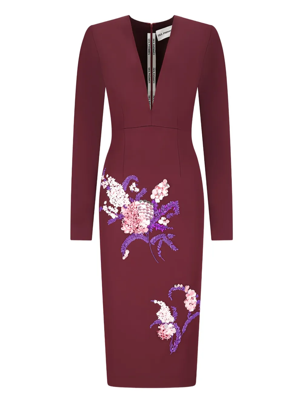 DES PHEMMES v-neck bead-embellished dress | Red | Image 1