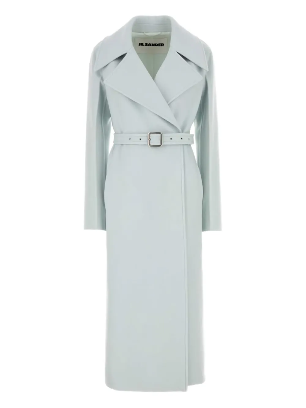 Jil Sander Cashmere Coat Belted Waist In Blue