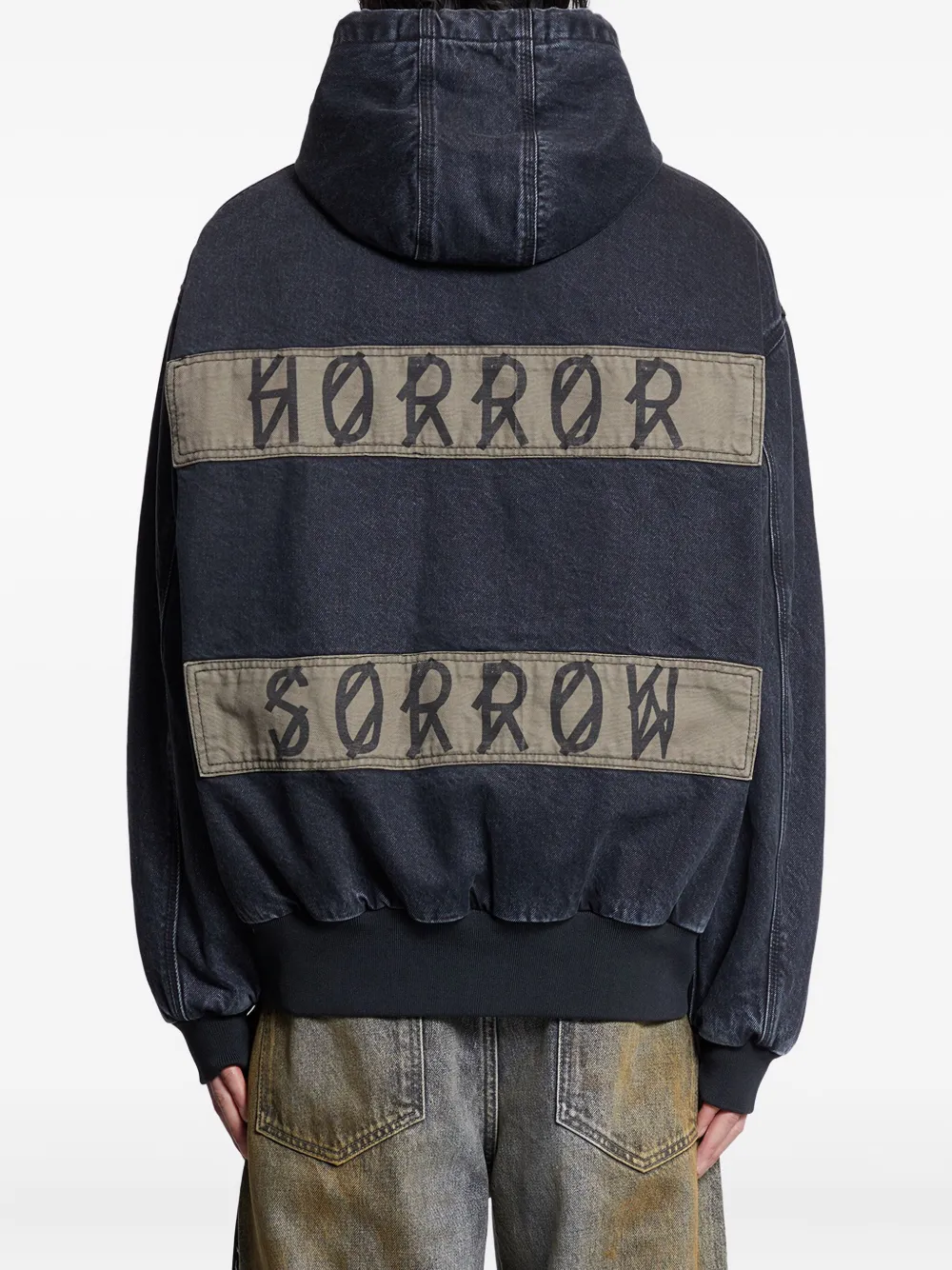 44 Label Group Sorrow Padded Zip-up Denim Jacket In Blue