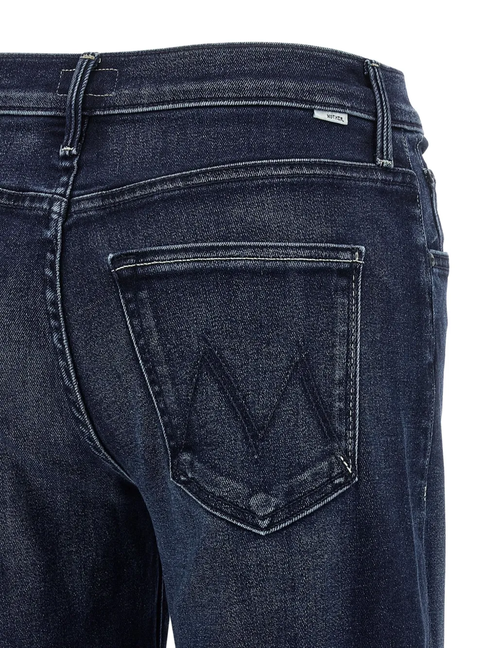 Mother Wide Leg Mid Rise Denim Trousers In Blue