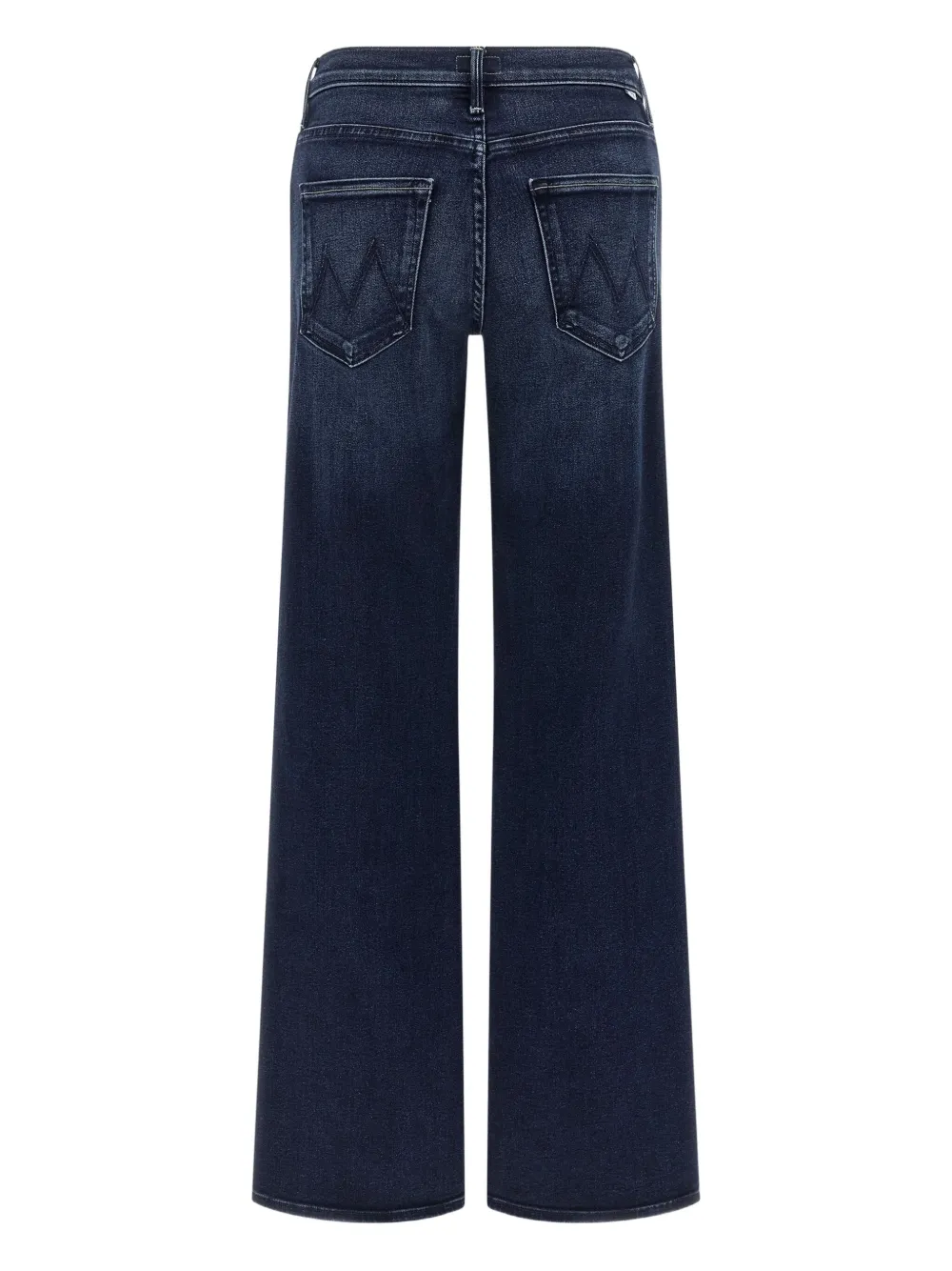 Mother Wide Leg Mid Rise Denim Trousers In Blue