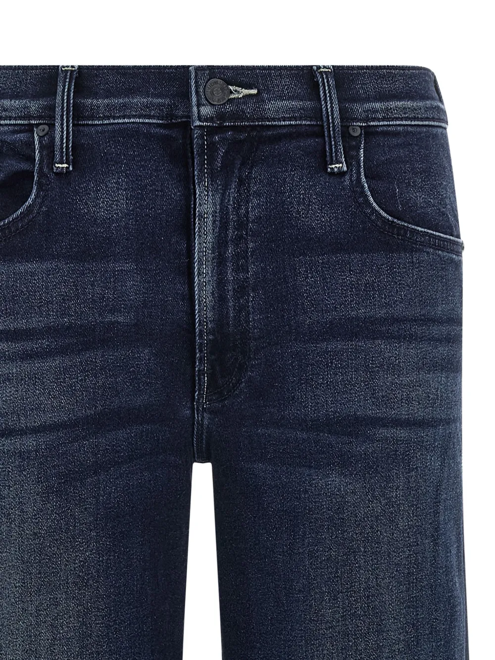 Mother Wide Leg Mid Rise Denim Trousers In Blue
