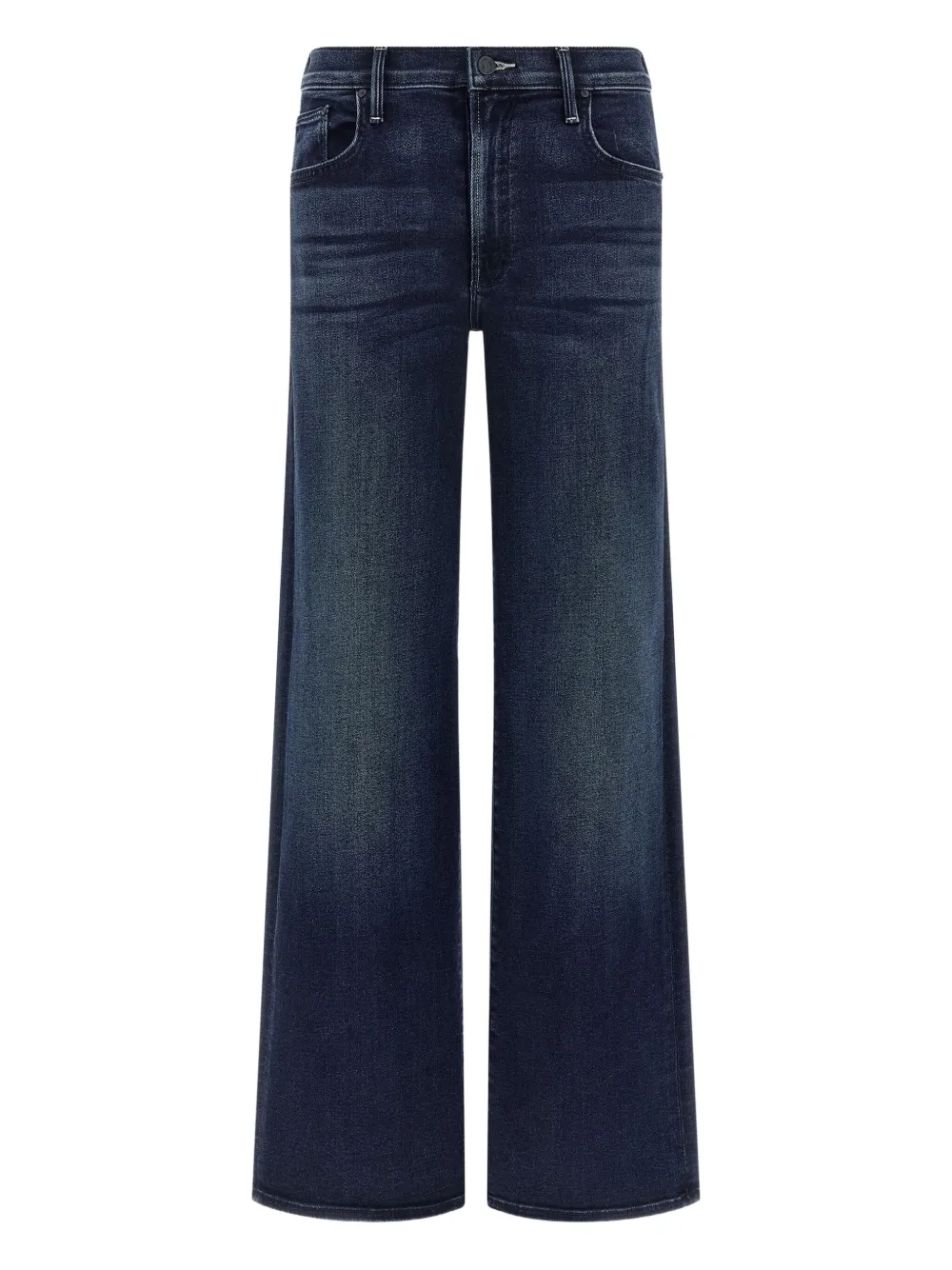 Mother Wide Leg Mid Rise Denim Trousers In Blue