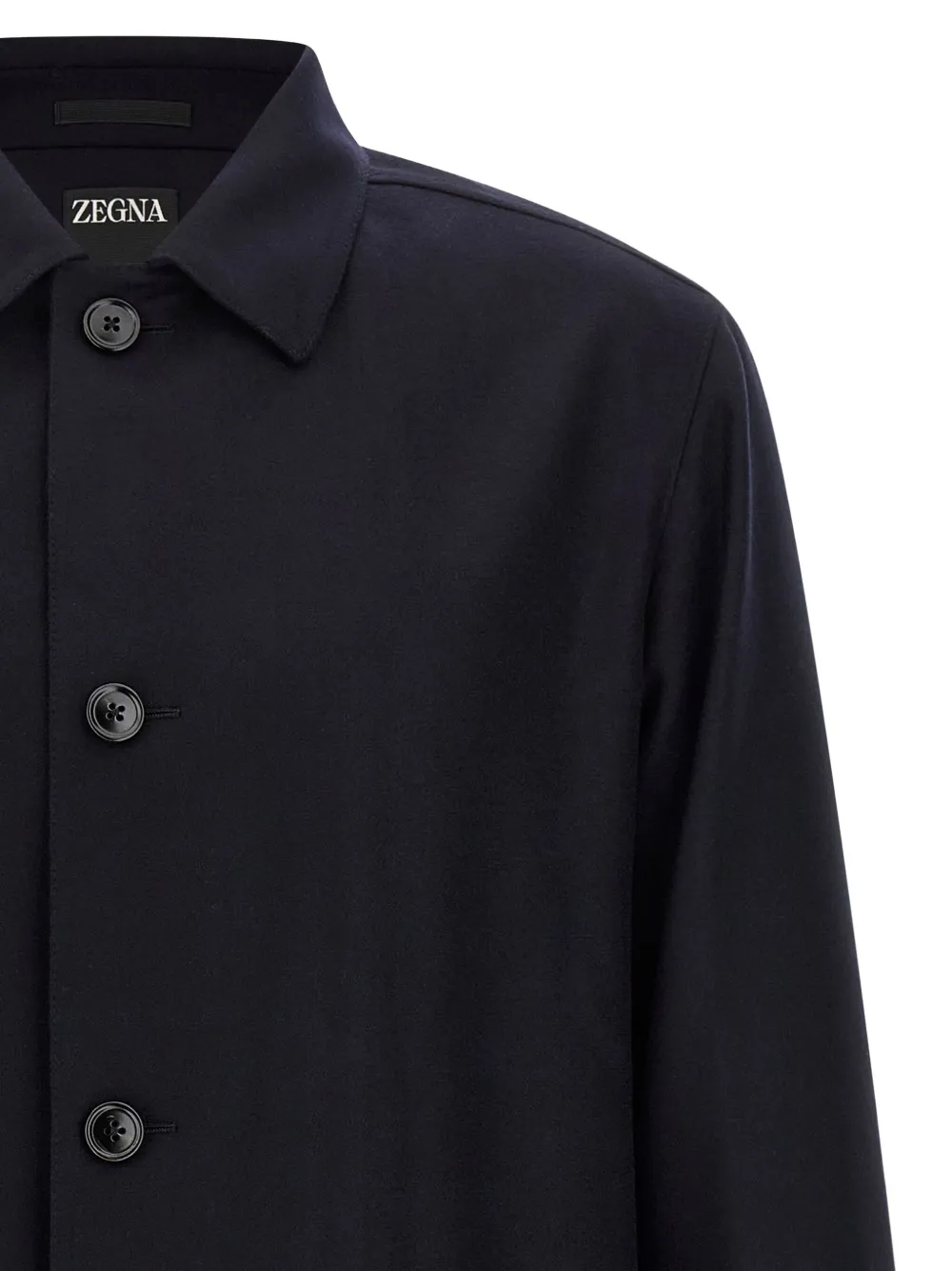 Zegna Overshirt With Collared Design And Pockets In Blue