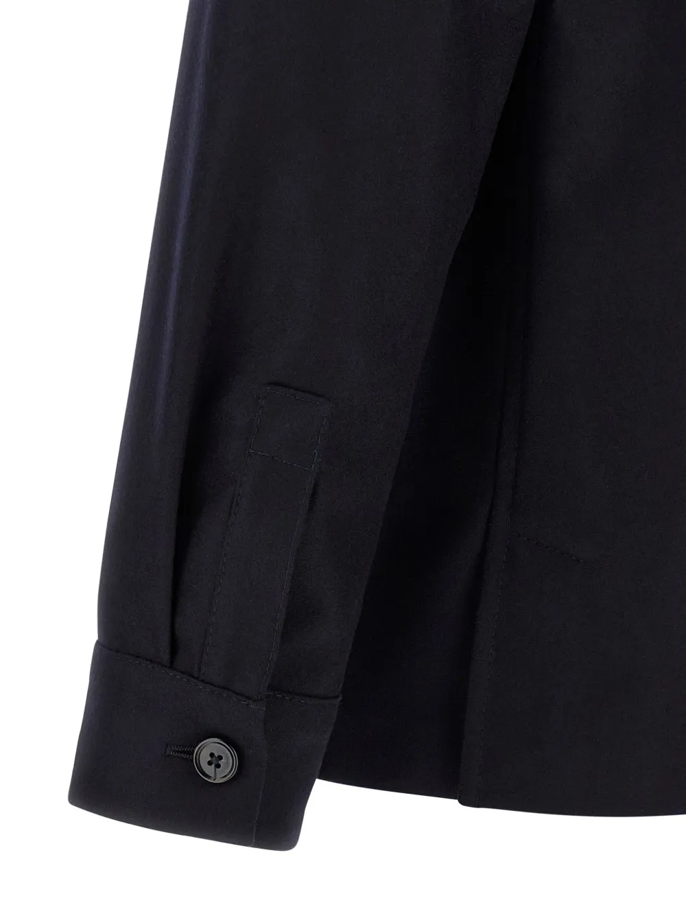 Zegna Overshirt With Collared Design And Pockets In Blue