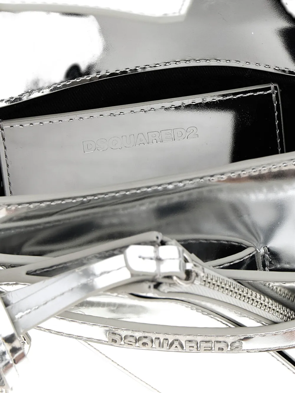 Dsquared2 Twin Mini Handbag Detachable Strap In Silver