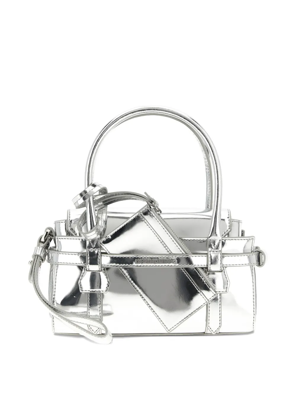 Dsquared2 Twin Mini Handbag Detachable Strap In Silver