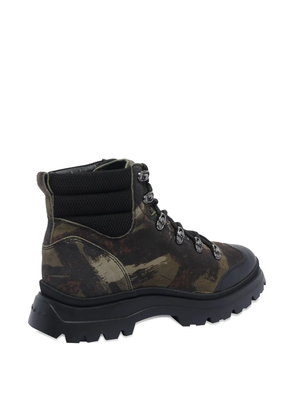 Hogan Camouflage High-top Leather Booties In Green