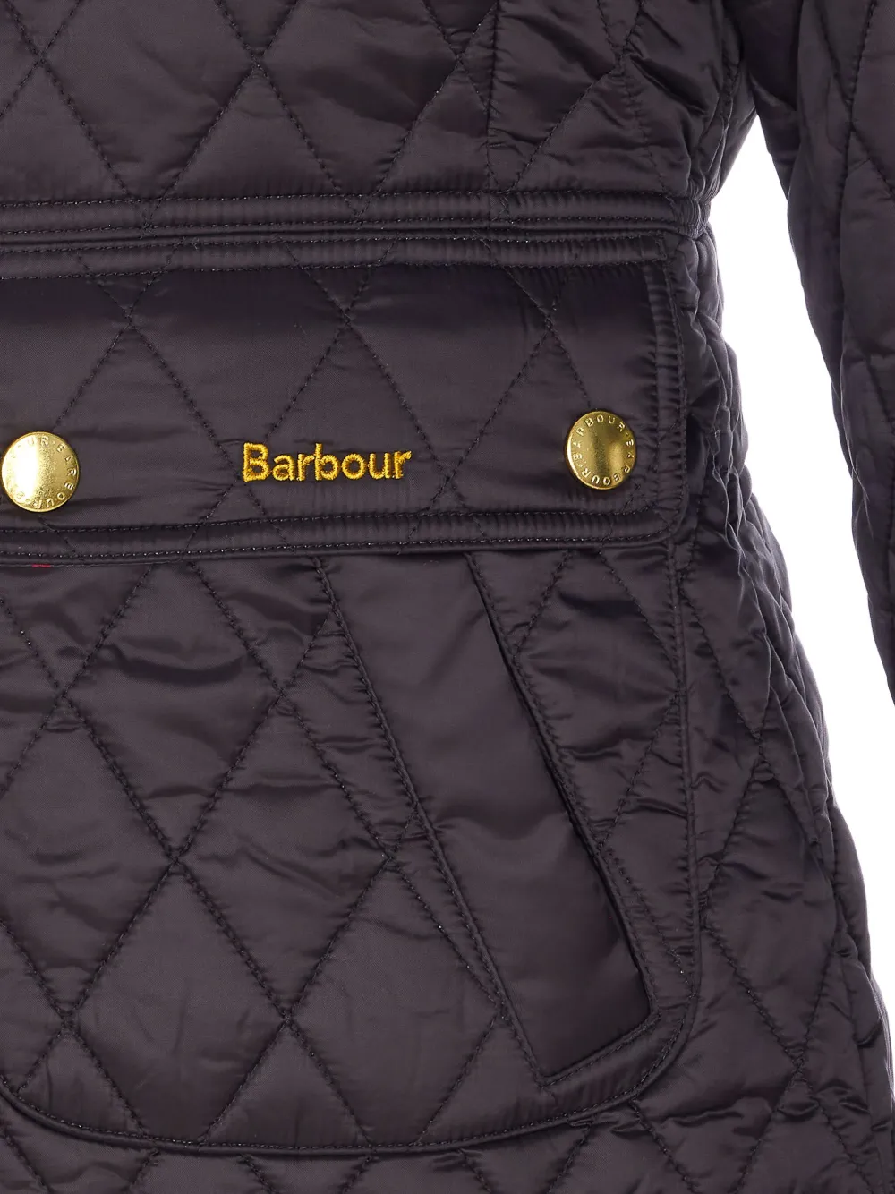 Barbour Quilted Jacket With Long Sleeves And Pockets In Purple