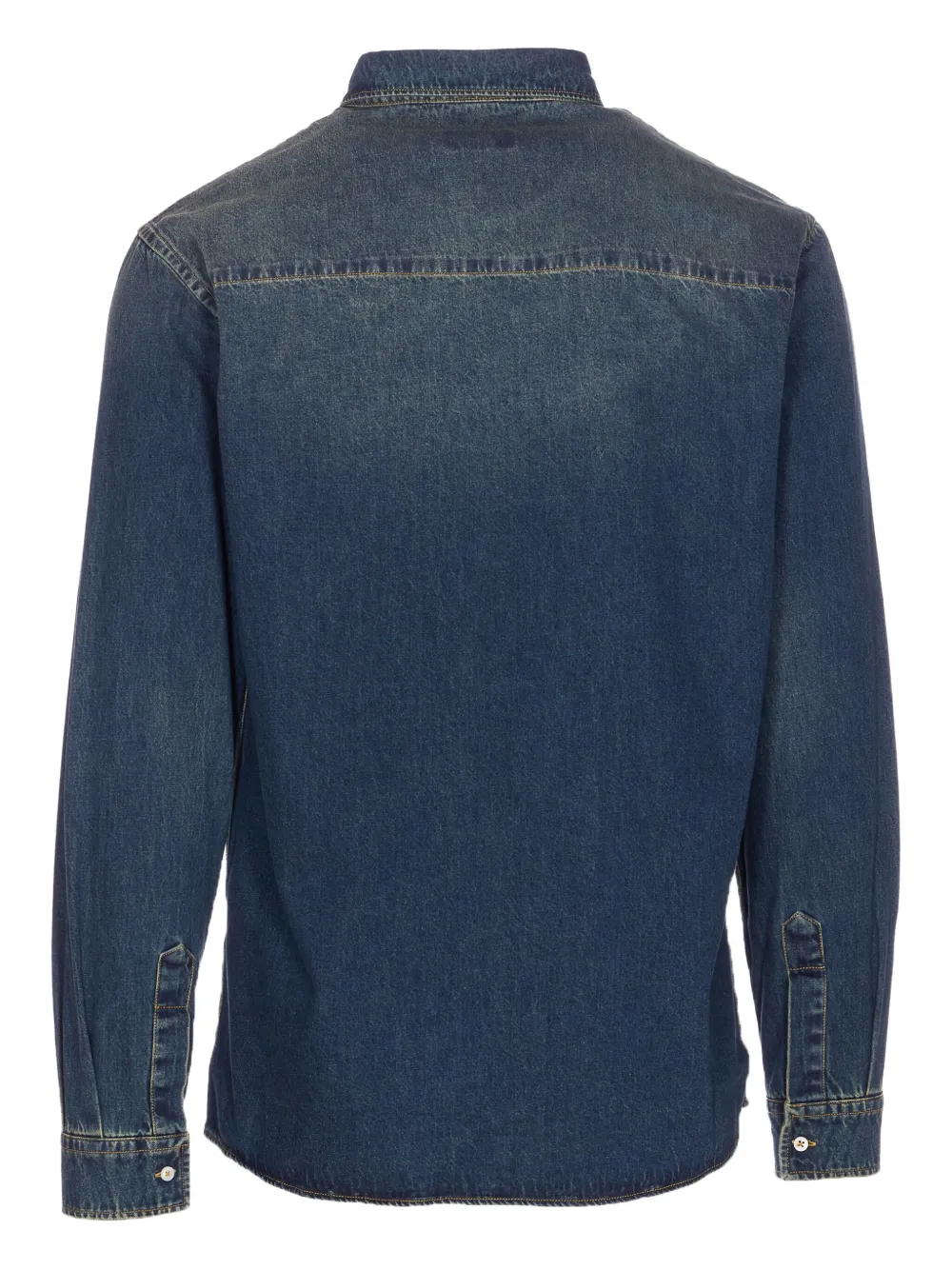 Family First embroidered-heart denim shirt - Blauw