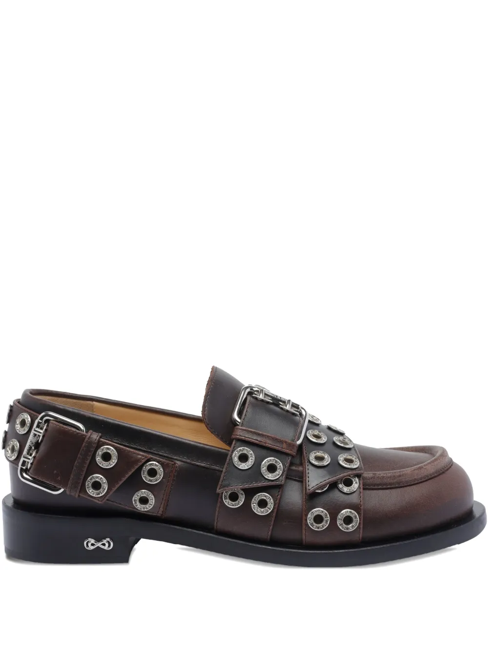 MACH & MACH buckle-detail eyelet loafers Brown