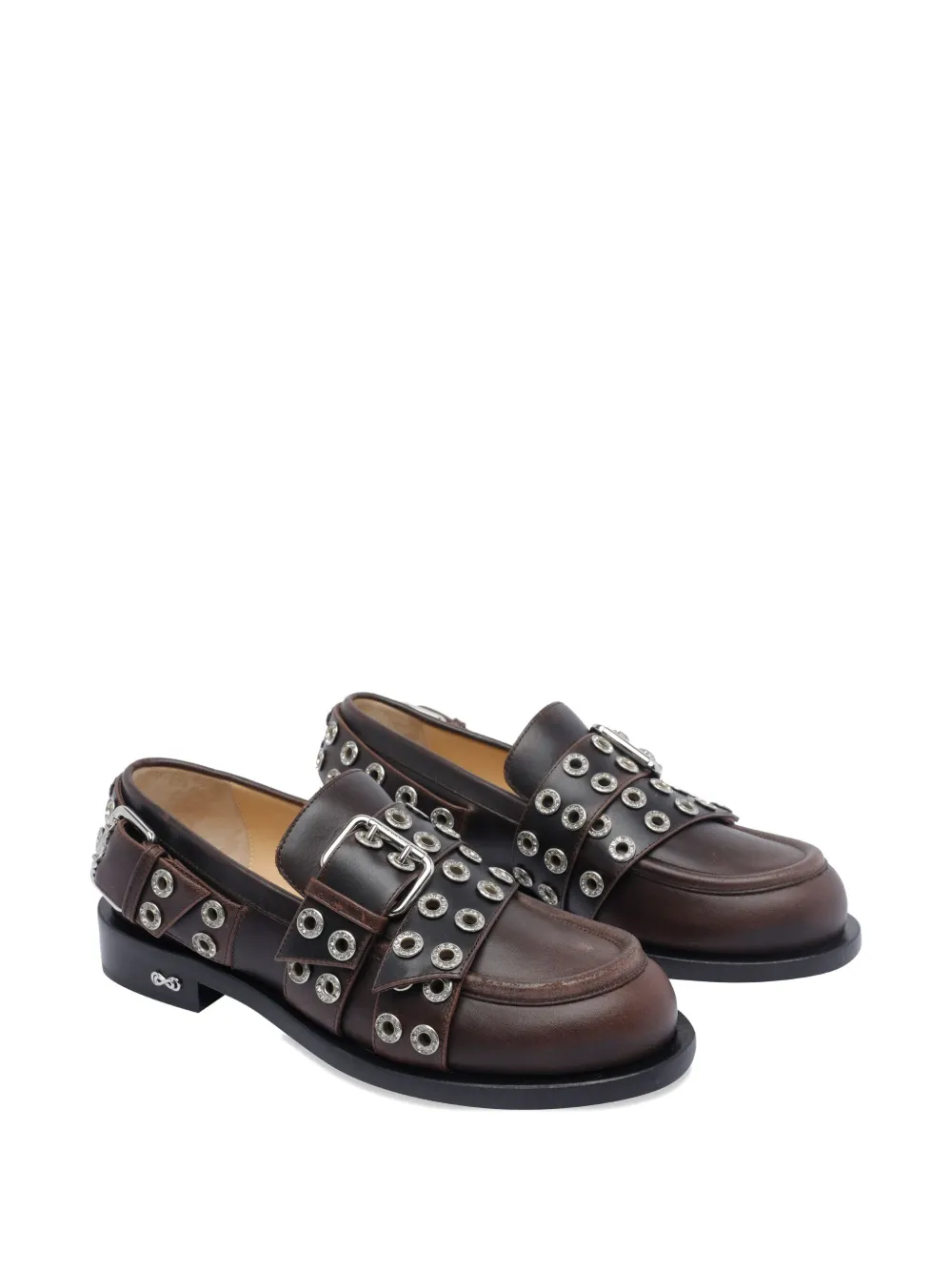 MACH & MACH buckle-detail eyelet loafers - Bruin