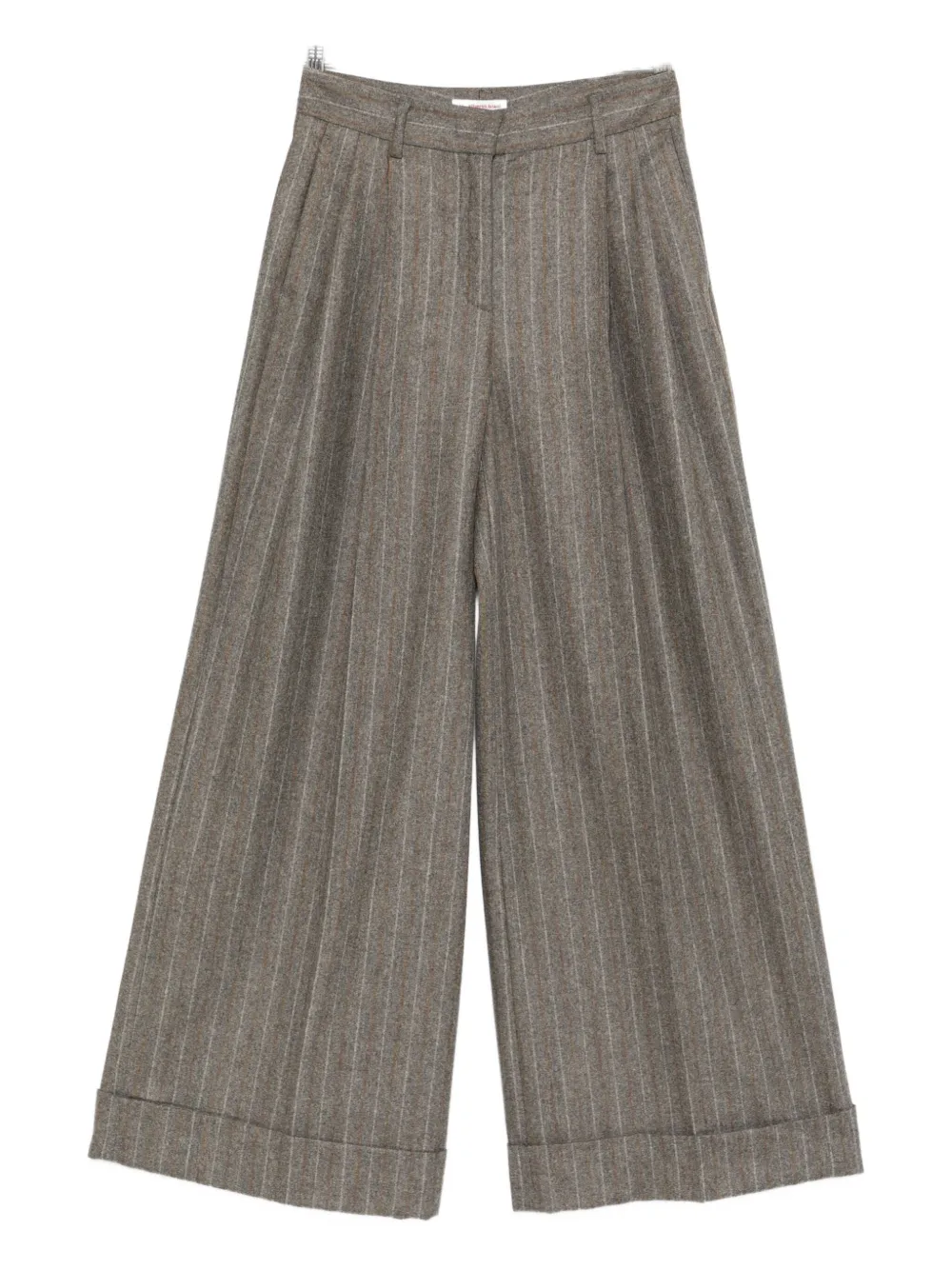 Alberto Biani Wide Leg Striped Trousers Pleated Front In Brown