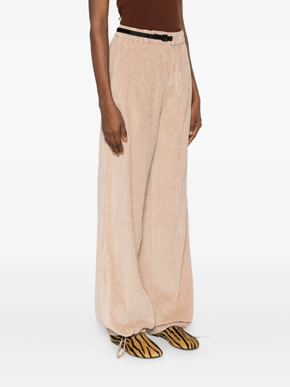 White Sand Drawstring-waist Pants In Pink