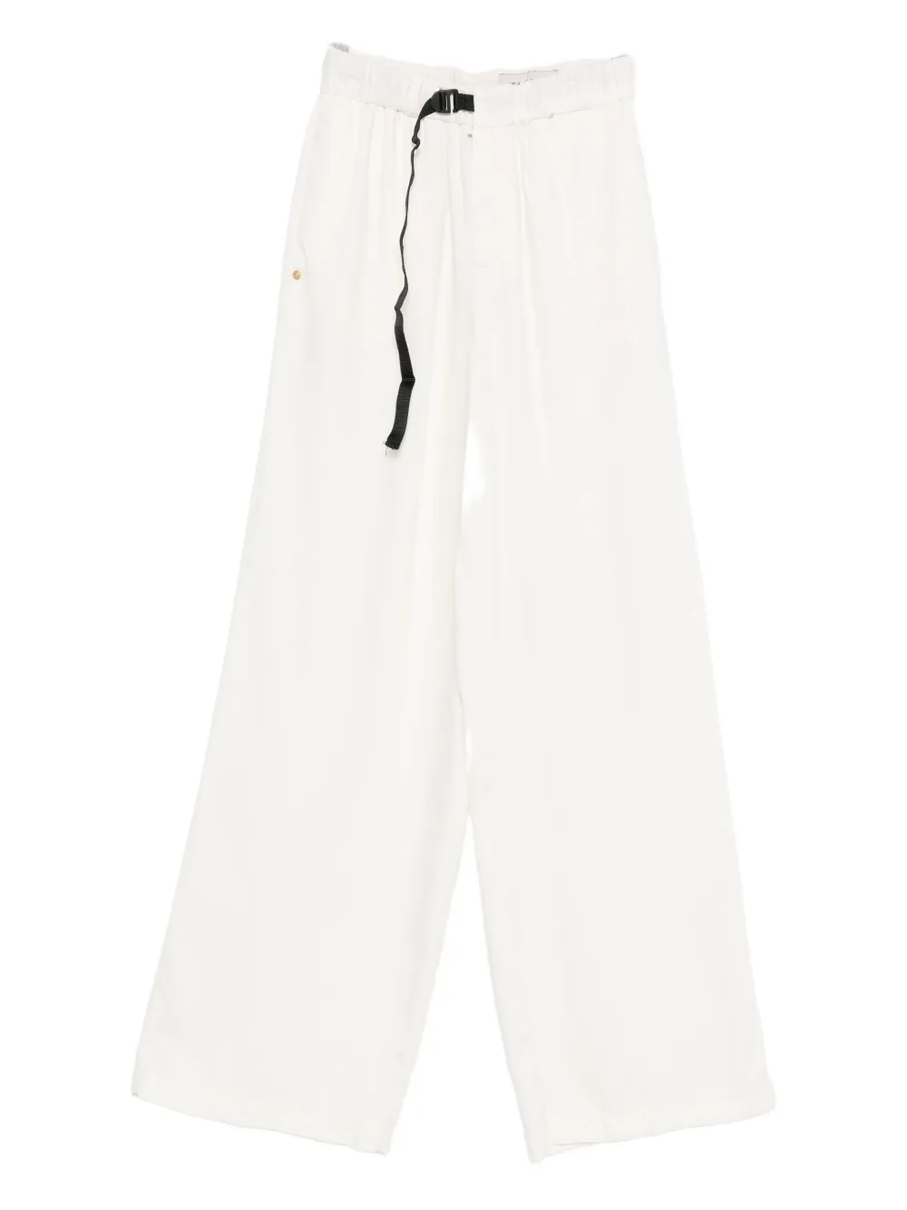 White Sand Drawstring Buckle Trousers In White