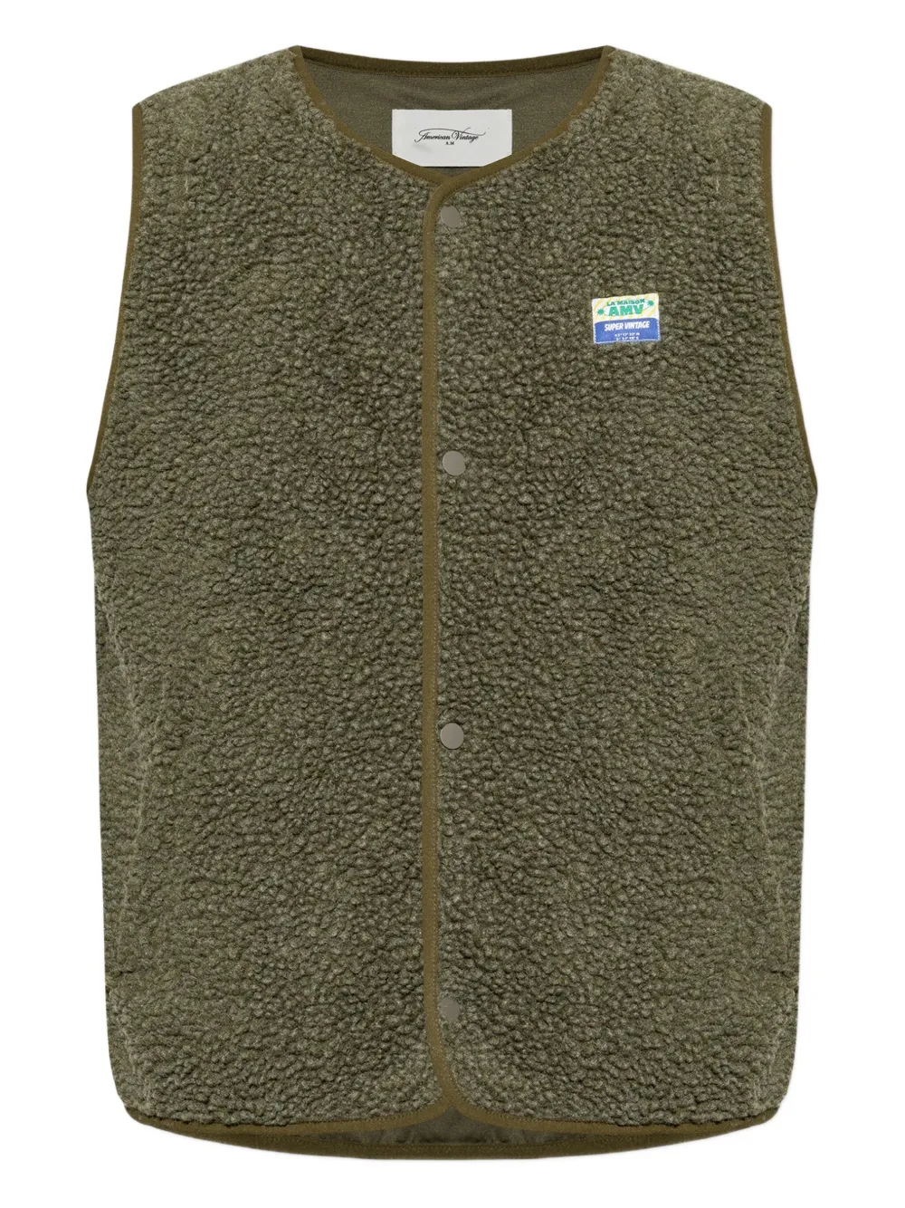 American Vintage Button-fastening Fleece Gilet In Green