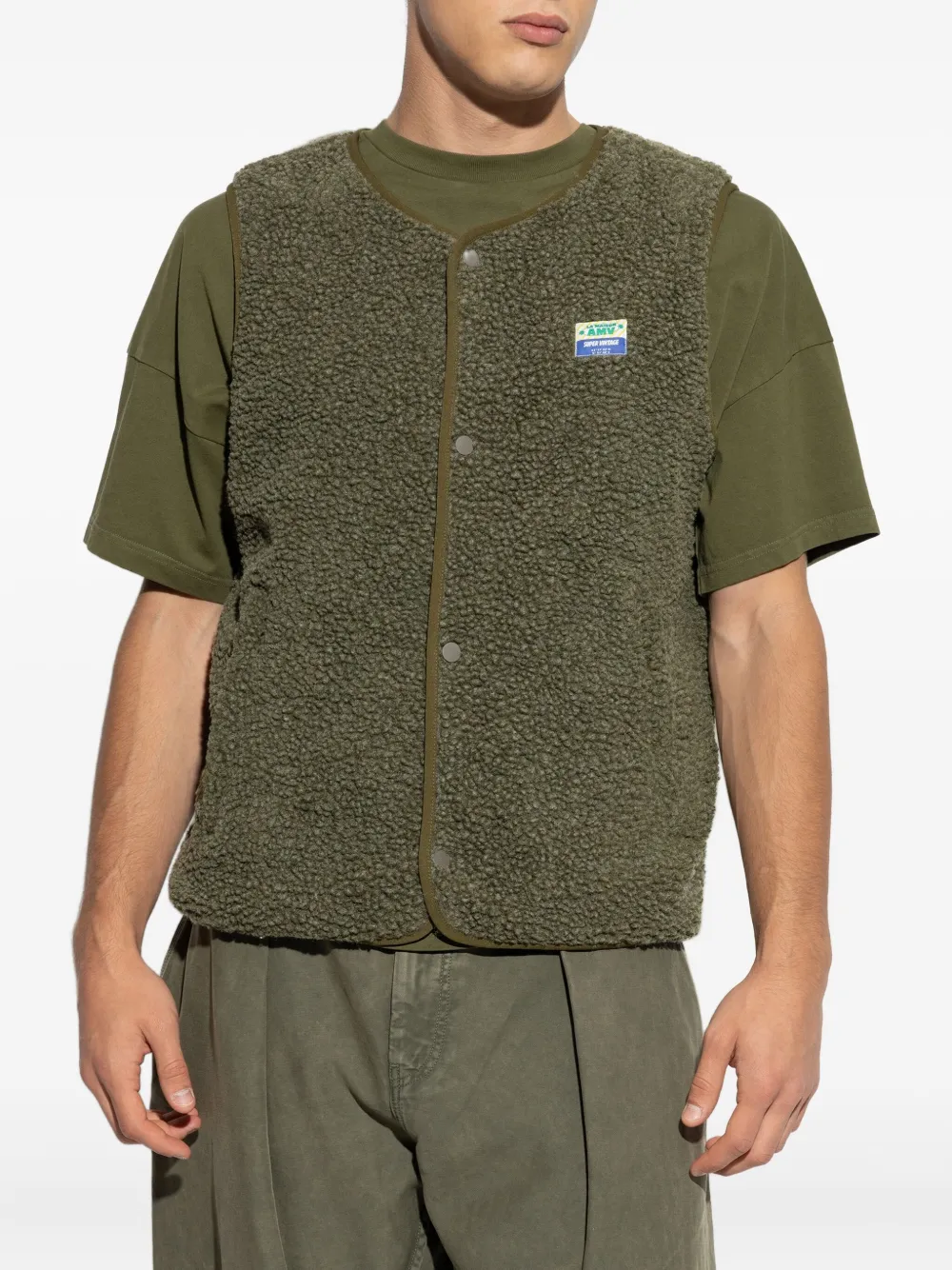 American Vintage Fleece gilet met knoopsluiting Groen