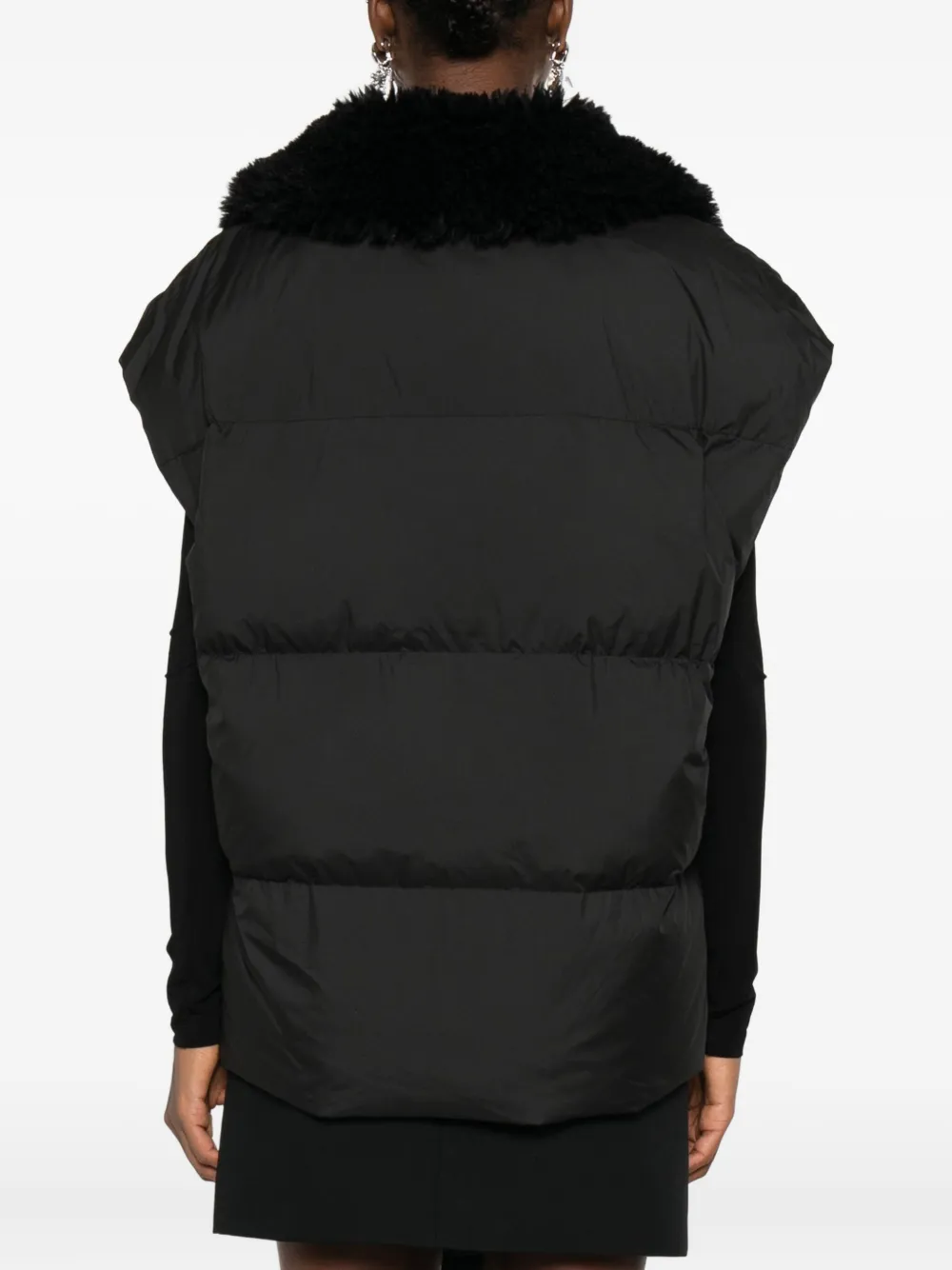 Iro Quilted Faux-fur Collar Vest In Black