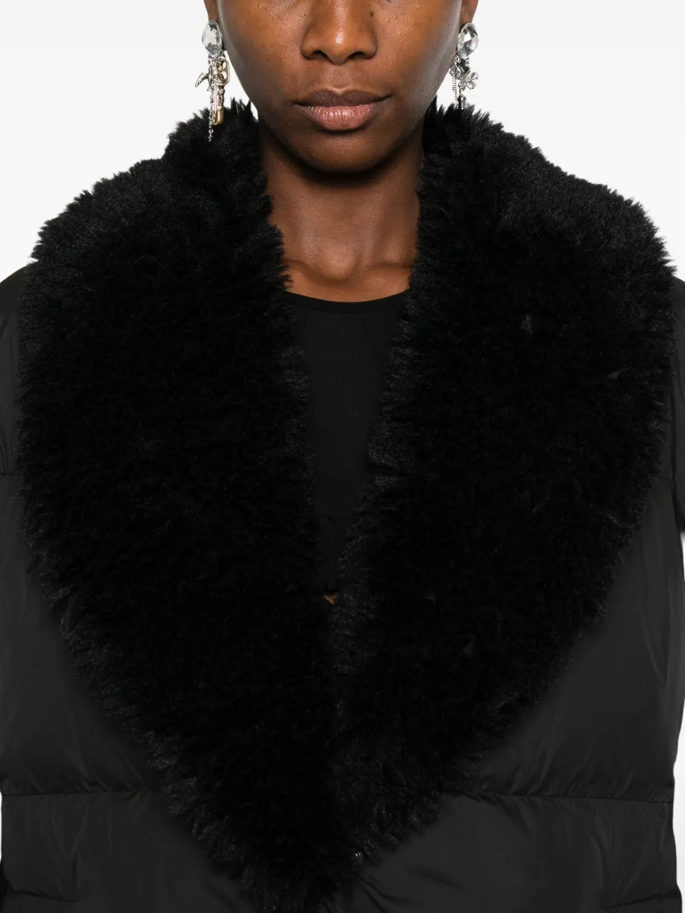 Iro Quilted Faux-fur Collar Vest In Black