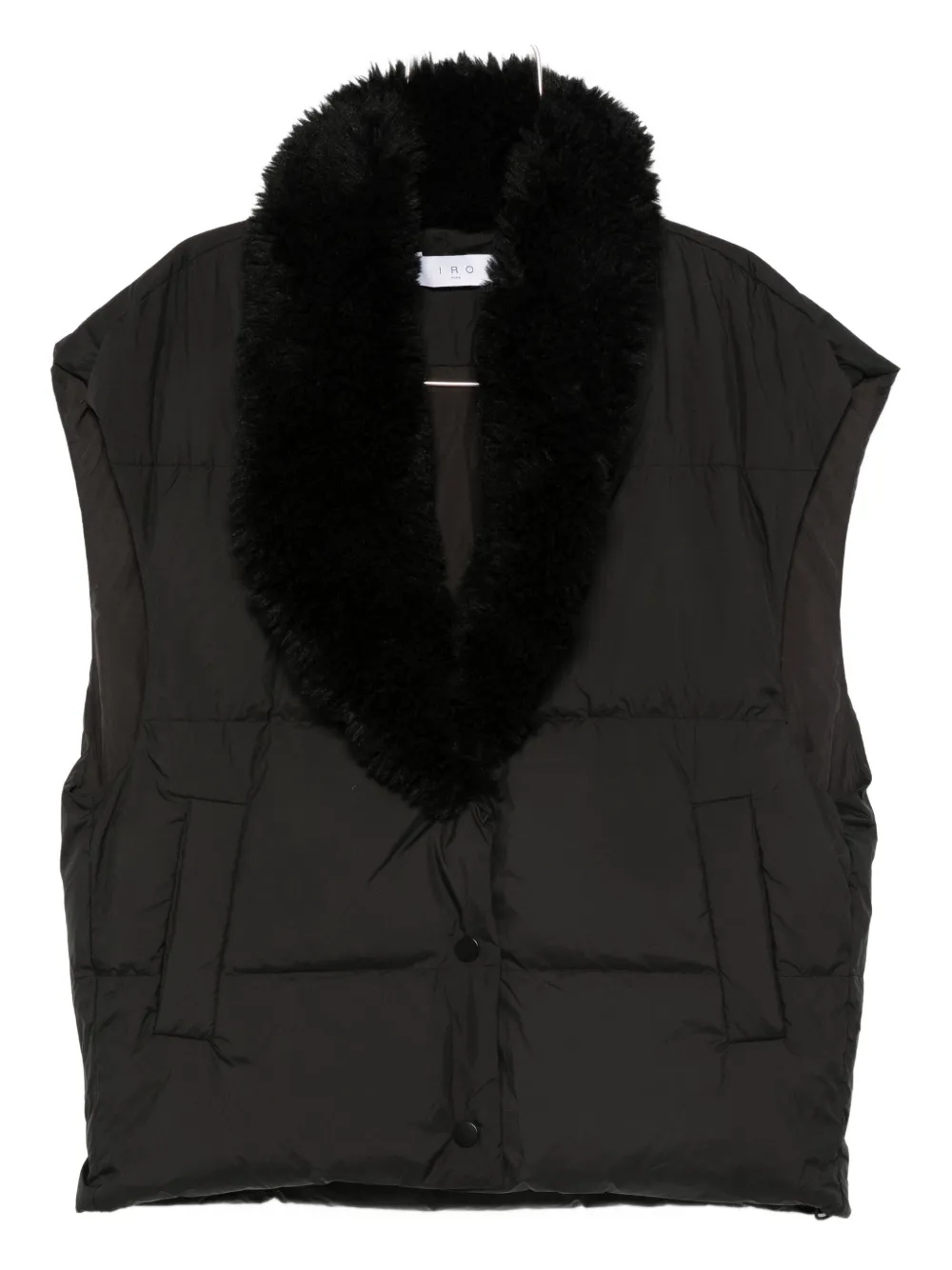 Iro Quilted Faux-fur Collar Vest In Black