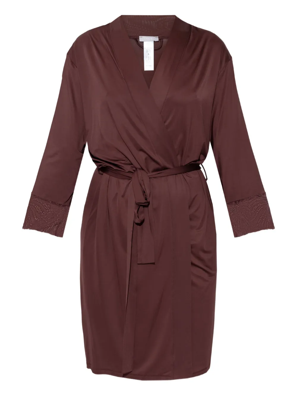Hanro Lilith lace-trim robe | Brown | Image 1