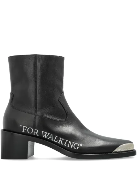 Off-White block-heel leather boots