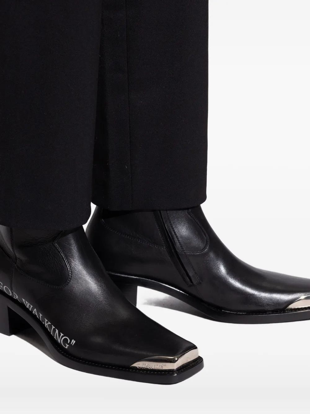 Off-White Leren laarzen met blokhak Zwart