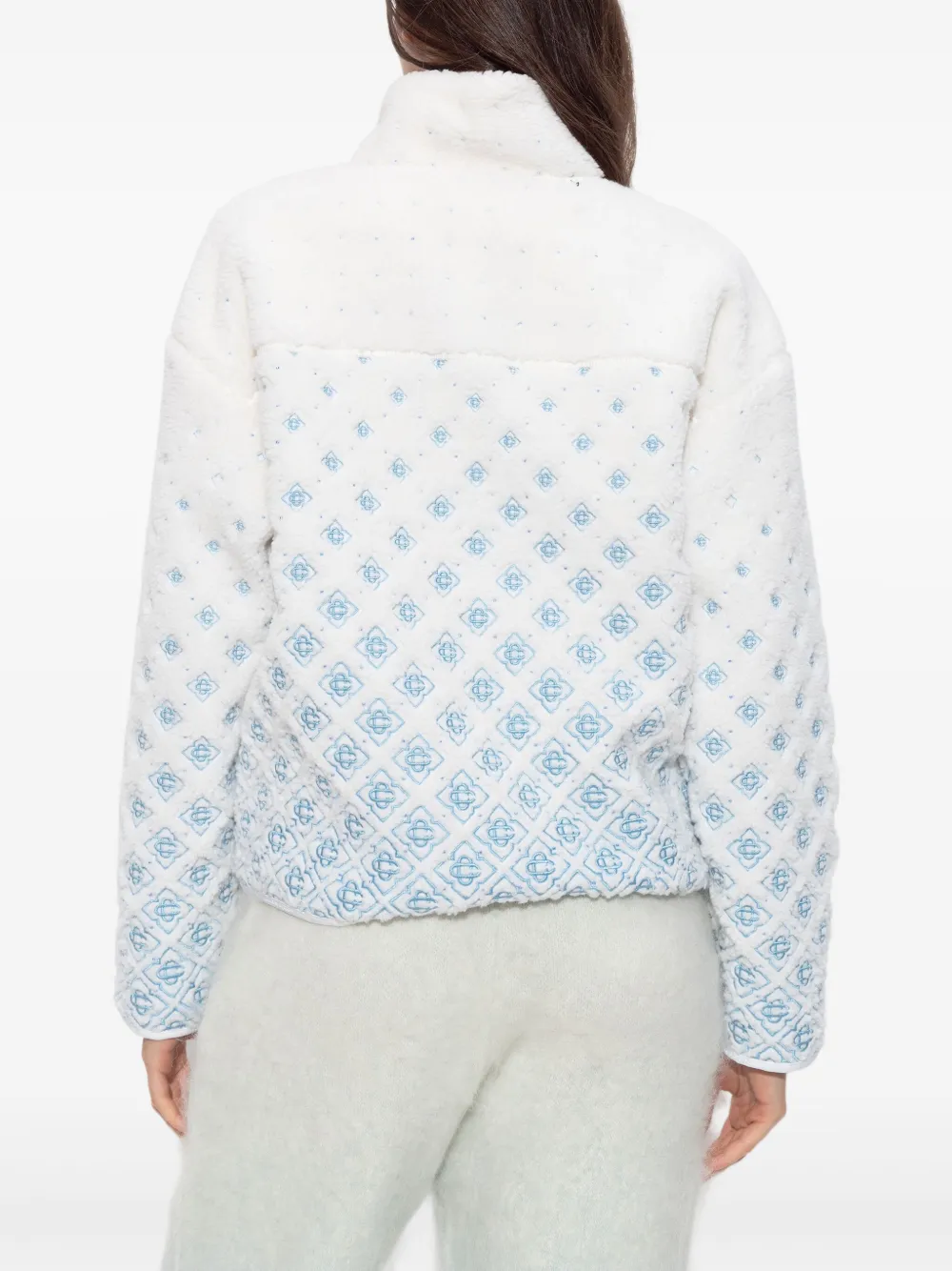 Casablanca Alphabet Pattern Zipper Hoodie In White