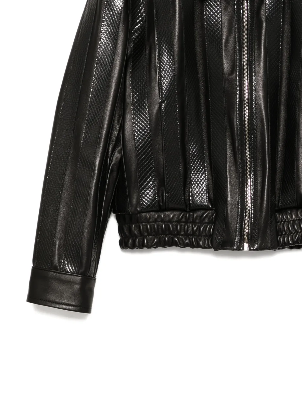 Ernest W Baker Ernest Baker Striped Leather Jacket In Black