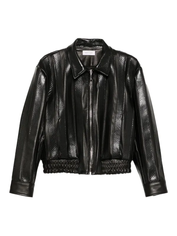 Ernest W. Baker Ernest ストライプ レザージャケット | ブラック