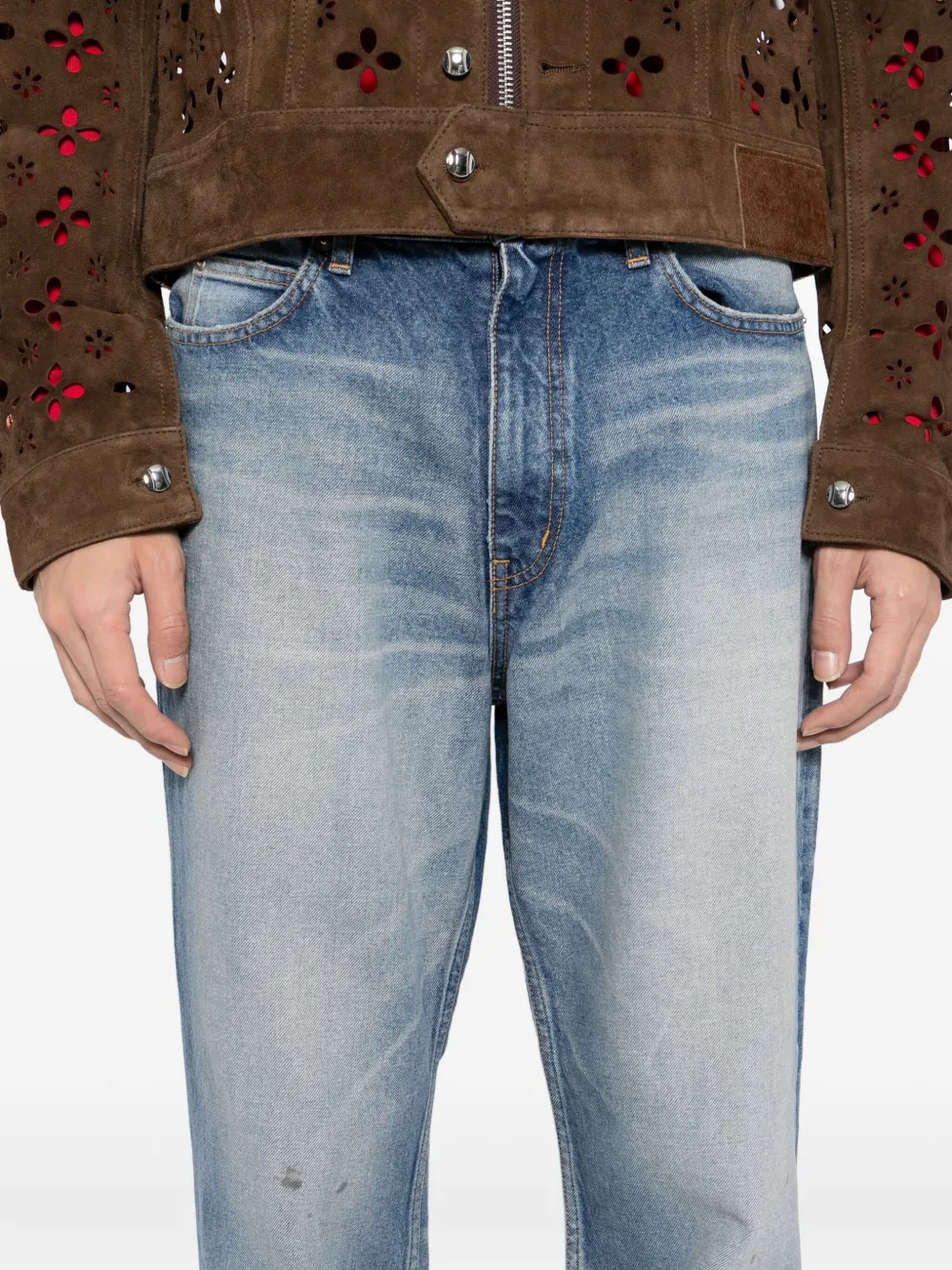 MASU Jeans met logopatch Blauw