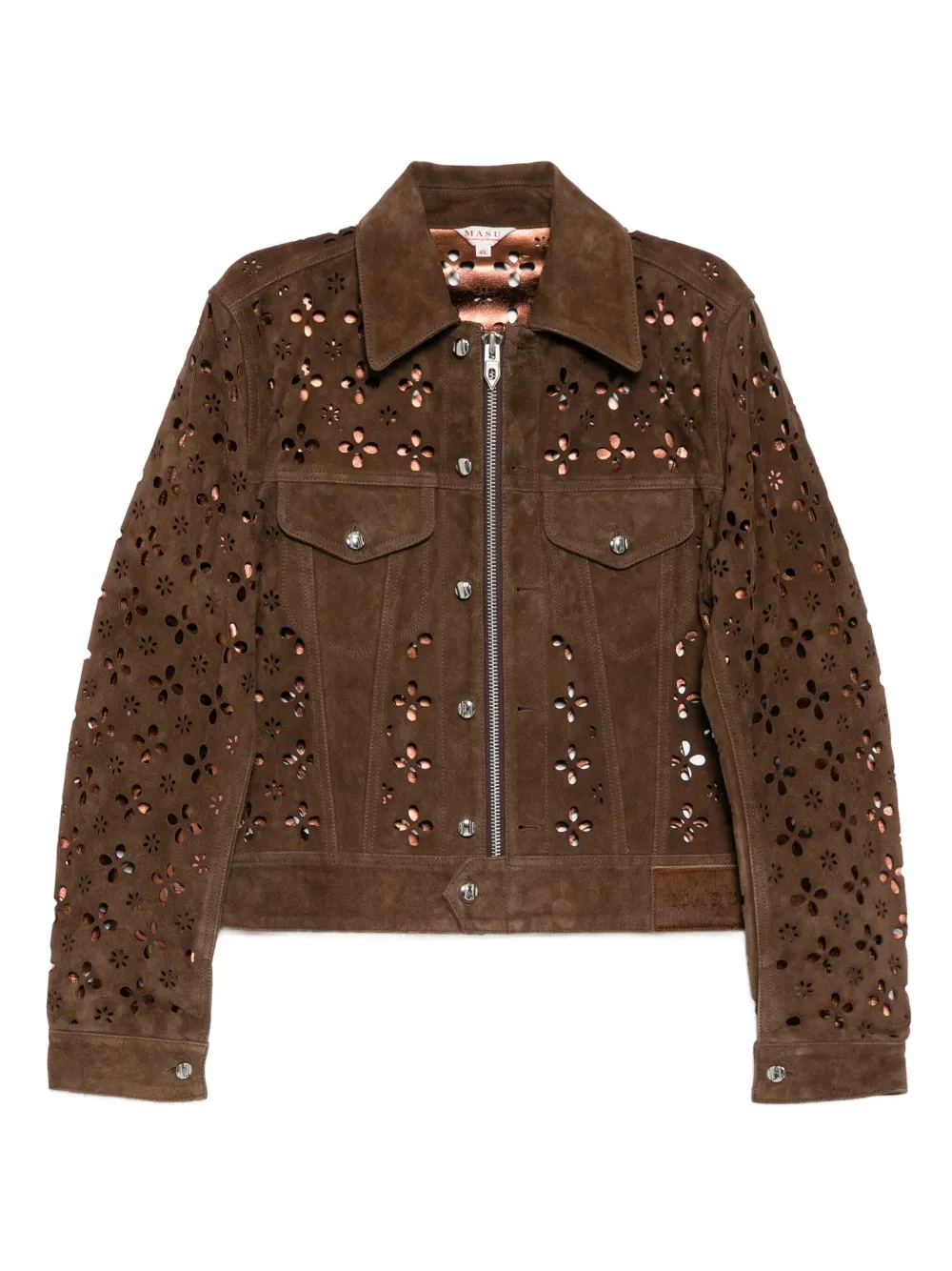 MASU flower hole leather jacket | Brown | Image 1