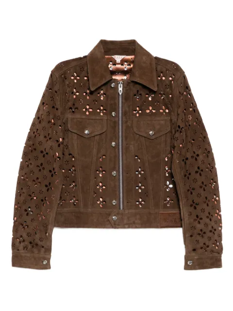 MASU flower hole leather jacket