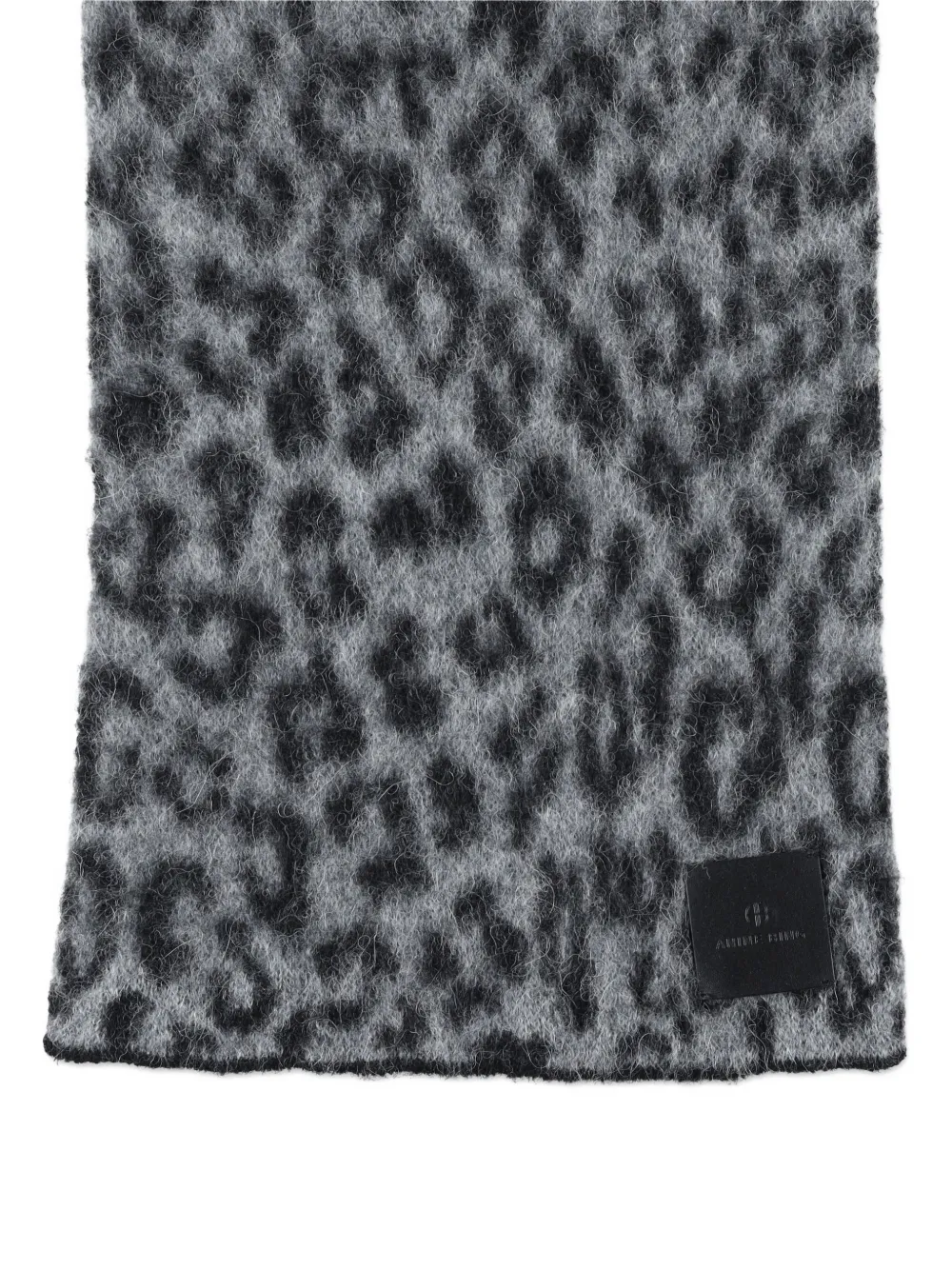 Anine Bing Leopard-print Wool Scarf In Gray