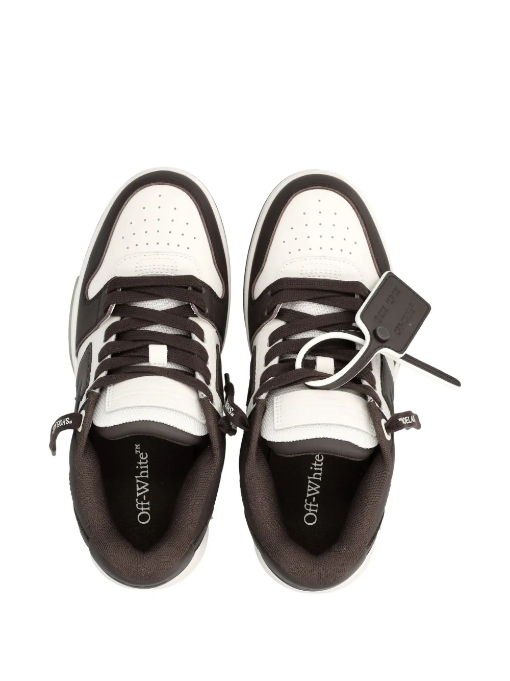 Off-white Our Of Office Arrow-logo Leather Sneakers In Brown