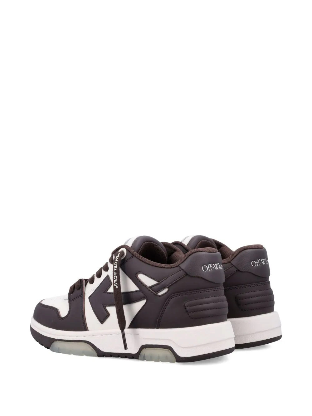Off-white Our Of Office Arrow-logo Leather Sneakers In Brown