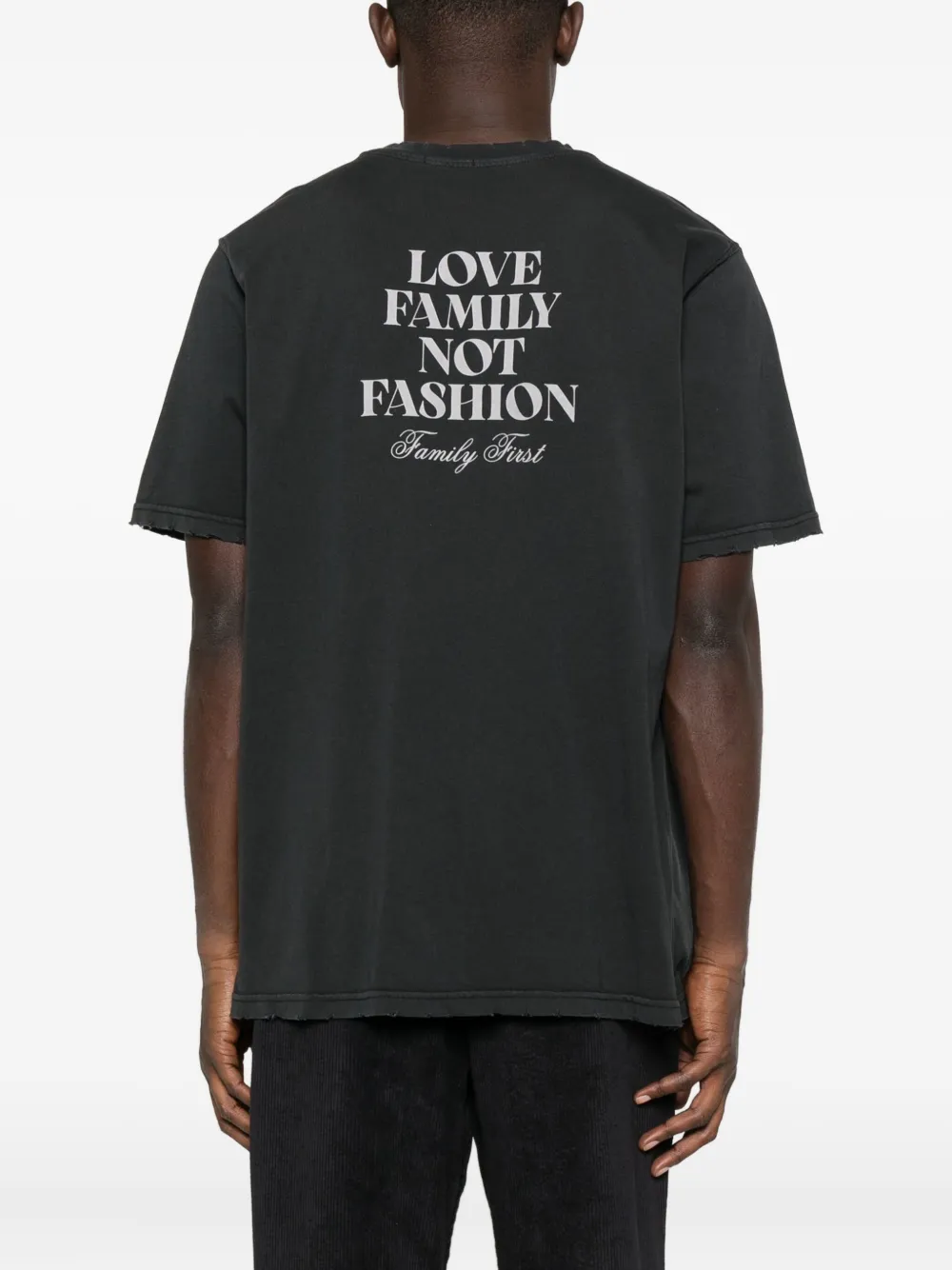 Family First T-shirt met tekst Grijs