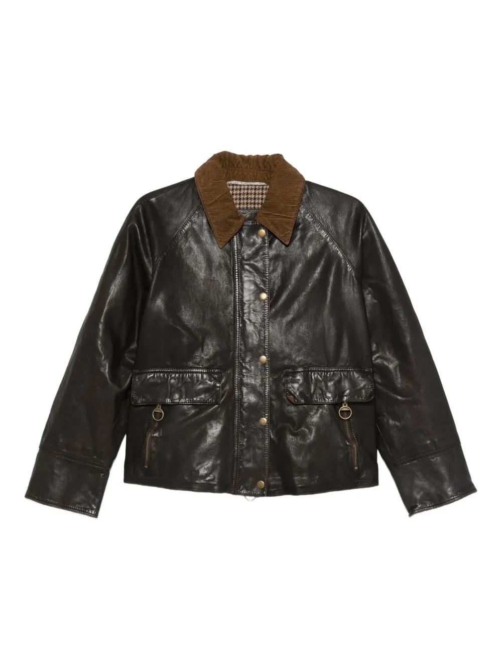 The Jackie Leathers corduroy-collar leather jacket | Brown | Image 1