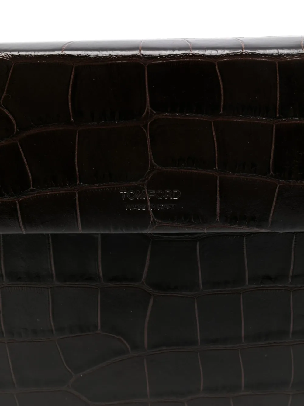 TOM FORD Aktetas met krokodillen-reliëf Bruin