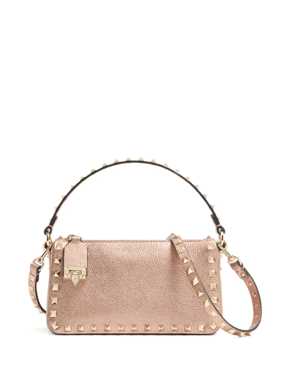 Valentino Garavani  Garavani Rockstud Small Crossbody Bag In Laminated Grainy Calfskin Leat In Pink