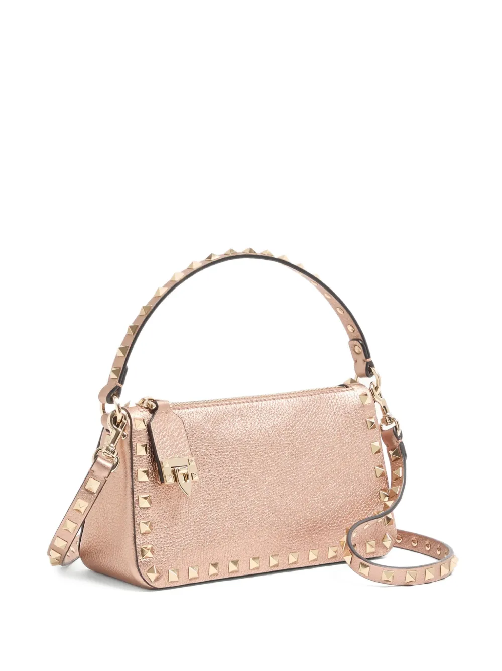 Valentino Garavani  Garavani Rockstud Small Crossbody Bag In Laminated Grainy Calfskin Leat In Pink