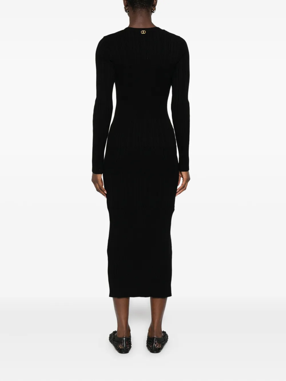 TWINSET Geribbelde jurk met knoopsluiting Zwart